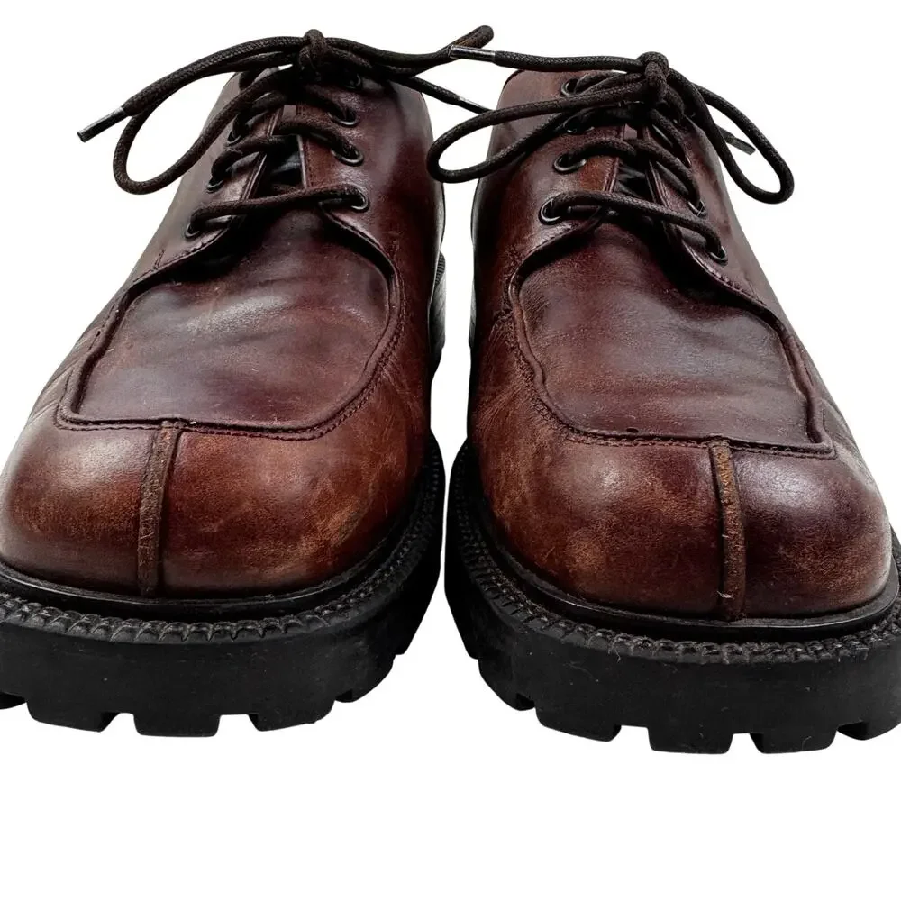 Reaction Kenneth Cole Y2K Leather Chunky Lug Sole Lace Up Loafers Men's Size 9.5